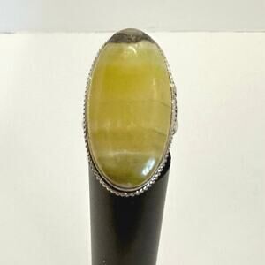 💕 Calcite gemstone silver plated hand made ring size 9.5‎